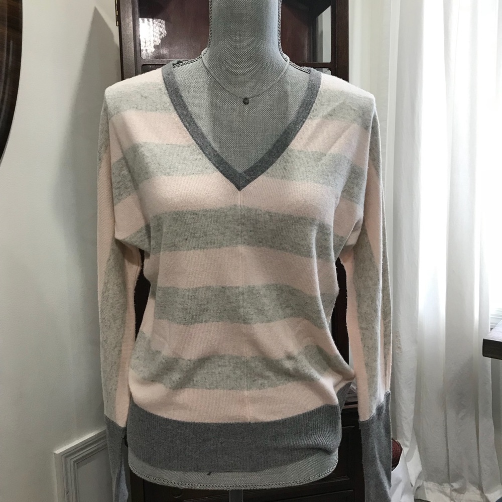 Michael Stars pink and grey striped sweater